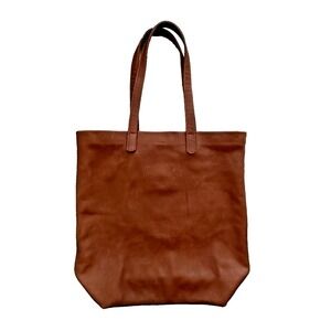 Baggu Tote Bag Brown Natural Milled Leather Double Handle Shoulder Made in USA